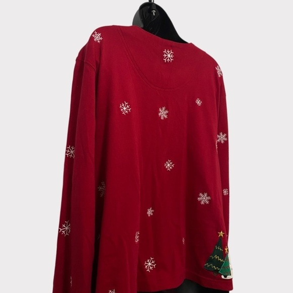 Bechamel Red Embroidered Snowman & Snowflakes Button Front Cardigan Size 2X - Picture 7 of 10